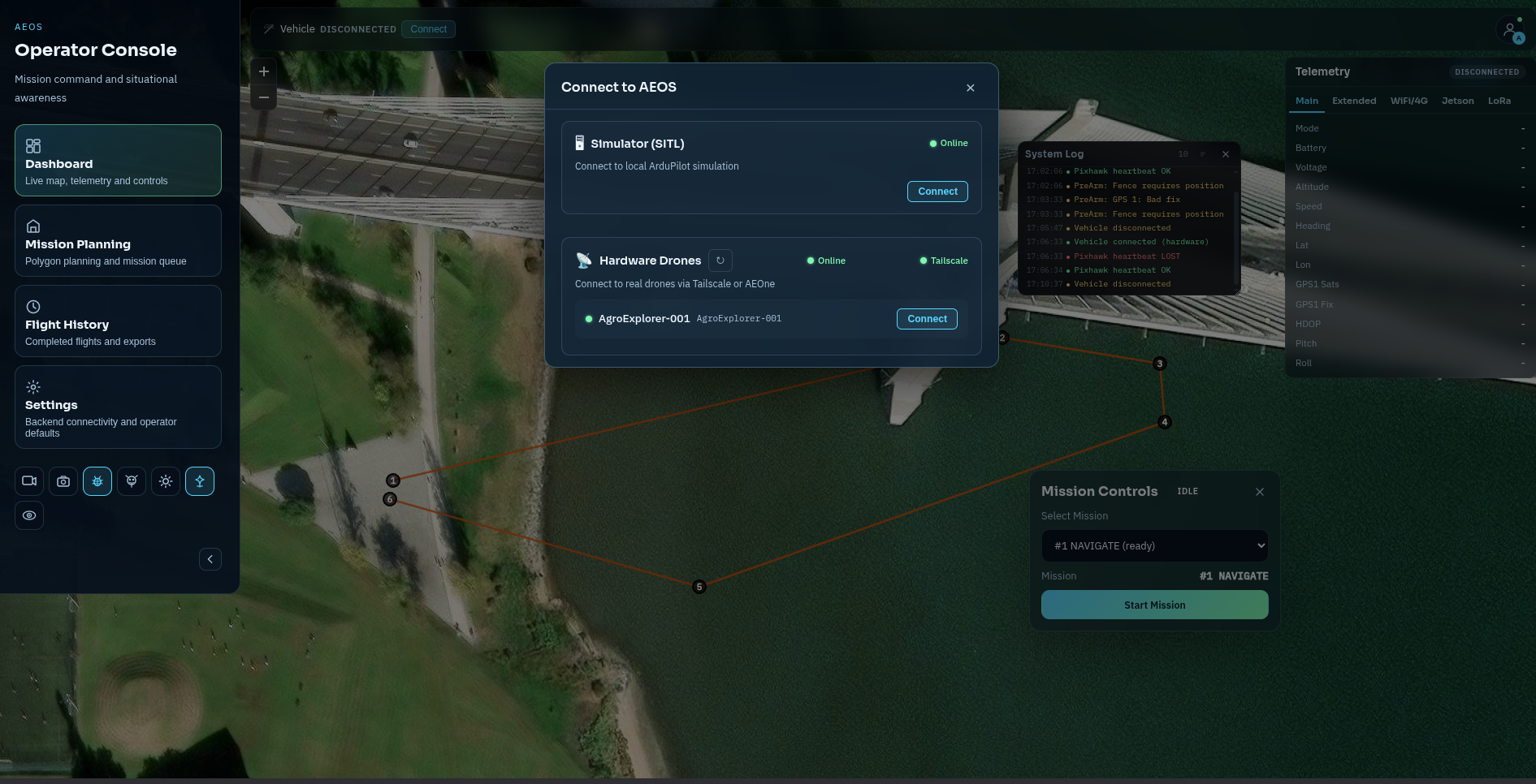 Connect to AEOS dialog